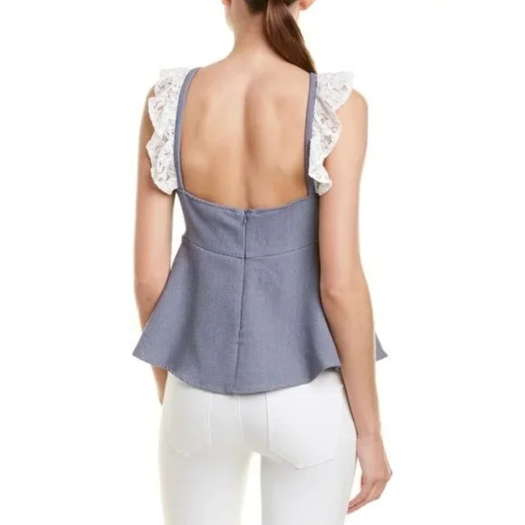 Line + Dot ciel top ruffle strap tie front flowy tank top XS - Picture 2 of 11